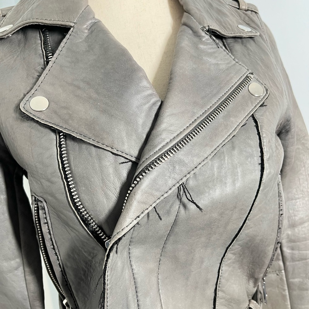 Maje 100% genuine leather motorcycle biker jacket size 36 - Picture 13 of 16